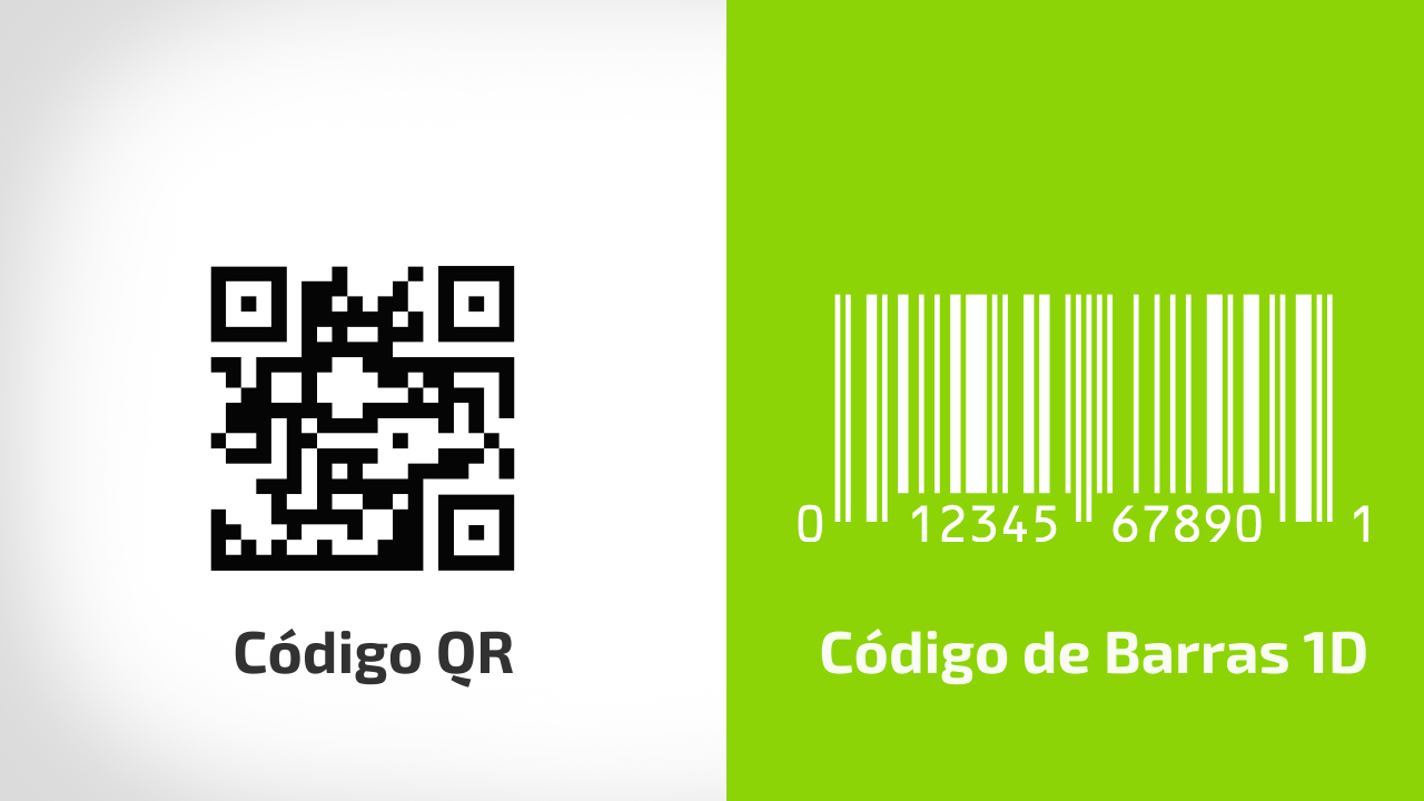 Principais diferenças Código QR vs Código de Barras código qr preto com fundo branco. Do lado um código de barras branco com fundo verde eos